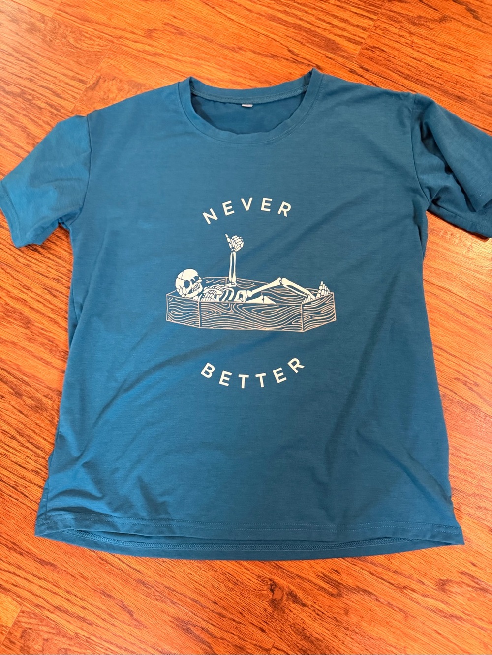 SHEIN Teal 'Never Better' Graphic Short Sleeve Tee